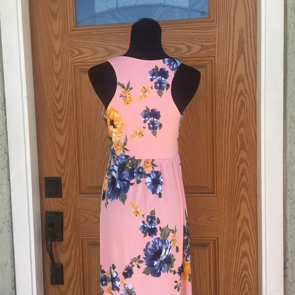 NEW*PinkBlush floral racerback maxi dress pockets - Picture 6 of 12